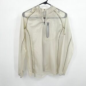 Saucony Run Shield Hooded Windbreaker Jacket S Light Gray Gorpcore Athletic